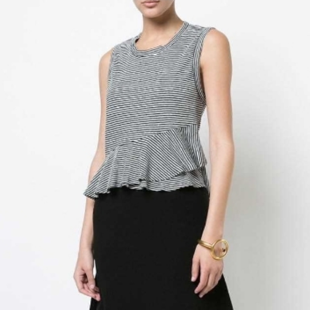 A.L.C. Striped Ruffled "Braxton" Top Sz S